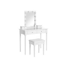 Jewelry vanity box antique glass top victorian scene mirrored lid vintage. White Makeup Table With Cushioned Stool Makeup Storage Vasagle By Songmics