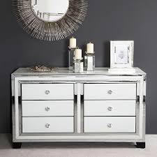 Options that have both small and large compartments are great for keeping your everyday essentials. Madison White Glass 6 Drawer Mirrored Cabinet Picture Perfect Home Chest Of Drawers Decor Mirror Cabinets Mirrored Bedroom Furniture