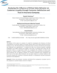 Register > check your email (inbox/spam) for account verification. Pdf Analyzing The Influence Of Ethical Sales Behavior On Customers Loyalty Through Customer Satisfaction And Trust In Insurance Company
