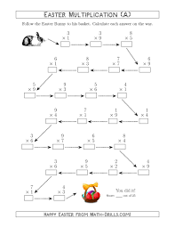 The Follow The Easter Bunny Multiplication Facts With Products To 81 All Math Worksheet From The Easter Easter Math Worksheets Easter Math Easter Worksheets