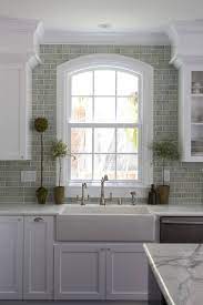 The backsplash features our subtle cream crackle glaze which allows the texture of the bloom pattern to shine. Crackled Subway Tile Houzz