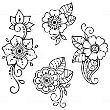 Set Of Mehndi Flower Pattern For Henna Drawing And Tattoo Decoration In 2020 Henna Drawings Mehndi Flower Flower Pattern Drawing