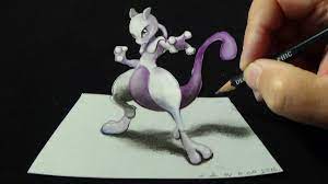 How to draw a 3d star shape. Drawing A 3d Mewtwo Pokemon Go Anamorphic Illusion Youtube