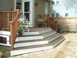 Rounded up = seven steps. Traditional Authored Porch Design Modern Let Us Know How We Did Patio Stairs Patio Steps Backyard Patio