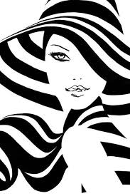 Art Woman Art Drawing Black And White Pictures Spring Stripes Art Portrait Black And White