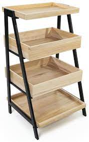 Wooden Retail Shelving Unit 4 Shelves Natural Finish Retail Display Shelves Retail Shelving Shelving
