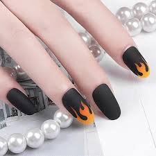 Individuals are now accustomed to using the internet in gadgets to see video and image data for inspiration, and according to the name of the post i will talk about about uñas negras mate. Unas Postizas Con Pegamento Para Nina Diseno Negro Mate Abalorios De Manicura Acrilico Llama De Fuego Falsa 24 Uds Unas Postizas Aliexpress
