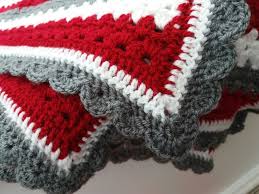 Infant red toronto raptors lil kicker baby blanket. Baby Blanket Crochet Granny Stripes Unisex Red Grey And Etsy Baby Blanket Crochet Scrap Yarn Crochet Crochet Purse Patterns