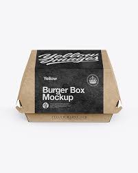 Burger box package mockup to present your branding packaging design in a photorealistic look. Download Kraft Burger Box Mockup Front View High Angle Shot Object Mockups Download Free Psd Mockup Templates Best Design