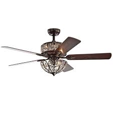 Unique and effective dual 15 fans oil rubbed bronze :light and fan included. Tisaphon Dual Lamp Crystal Lighted Fan Chandelier 52 Inches Diameter