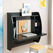 A minimalist workspace with a floating desk, lamps and a modern chair. White Black Floating Desk Wall Mounted Table With Storage Shelves Multi Function Computer Writing Floating Desks For Small Spaces Black Amazon In Home Kitchen