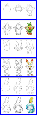 To get scorbunny started, we are first going to draw a large circle for his head, and a smaller oval shape below. You Can Draw Grookey Scorbunny And Sobble Each In Five Steps 3 Pokemonswordandshield