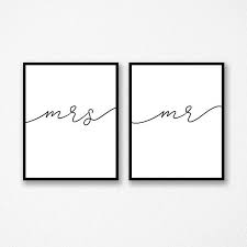 Mr And Mrs Print Set Of 2 Mr And Mr Mrs And Mrs Printable Bedroom Wall Art Love Wedding Gift Printable Art Bedroom Above Bed Decor Digital Art Prints
