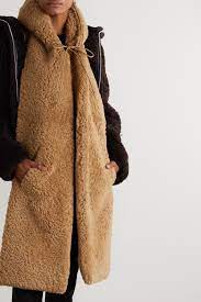 Camel Hooded Leather Trimmed Shearling Scarf Bottega Veneta Net A Porter