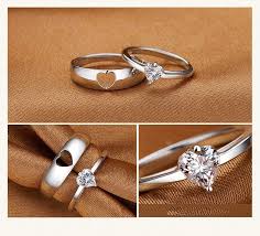 Korean Version Of The Simple Hollow Heart Shaped 925 Sterling Silver Couple Rings Unique Engagement Rings Diamond Wedding Bands Gold Diamond Wedding Band