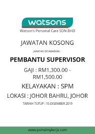 You are subscribed to email updates from kerja kosong johor. Jawatan Kosong Assistant Supervisor Ambilan November Disember 2019 My Kerja