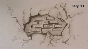 How To Draw 24 Wall And Broken Bricks Easy Illusion Abstract Silverpoint Drawings Ink Brush