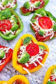 Low Carb Gefullte Pizza Paprika Mit Brokkoli Und Tomaten Vegetarisch Rezept Vegetarisch Rezepte Gesunde Rezepte