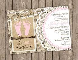 Rustic Baby Girl Shower Invitation In Pink With Footprints Etsy Twins Baby Shower Invitations Baby Shower Invites For Girl Burlap Baby Shower Invitations