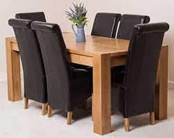 Kuba Solid Oak 180 X 90 X 78 Cm Dining Room Kitchen Table 6 Brown Montana Leather Chairs By Oak Furni Oak Dining Sets Solid Oak Dining Table Oak Dining Table