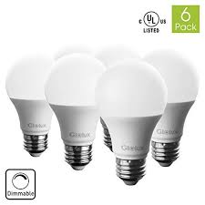 Glolux A19 Dimmable Led Light Bulb 60 Watt Equivalent E26 Base Soft White 9 Watt Pack Of 6 Led Light Bulb Light Bulb Bulb