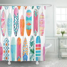 Comfy soft microfiber bath mat rug, non slip bathroom mats rugs with soft & absorbent shag, machine washable, shaggy rug for rora bath rug for kids coral pink peach shape with white words cartoon plush water absorbent bathroom decor mat bathtub bathroom doormats for. Cynlon Pink Blue Board Watercolor Surfboards Pattern Colorful Surf Orange Bathroom Decor Bath Shower Curtain 66x72 Inch Walmart Com Walmart Com