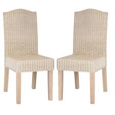 Set Of 2 Odette Wicker Dining Chair White Washed Safavieh Wicker Dining Chairs Solid Wood Dining Chairs Side Chairs Dining
