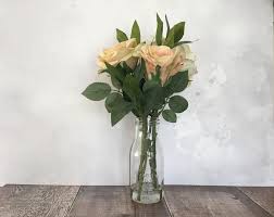Rose Gold Silk Flowers Set In Resin In A Glass Vase Perfect Housewarming Or Christmas Gift C Flower Arrangements Vase Arrangements Silk Flower Arrangements