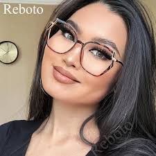 Montatura per occhiali oversize Anti luce blu per donna occhiali da vista  per Computer ottici in metallo quadrato con poligono di lusso da donna