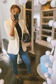 See more ideas about rochelle humes, rochelle, rochelle wiseman. Rochelle Humes Has Assembled The Perfect Autumn Style Capsule Cream Blazer Outfit Blazer Outfits Casual Autumn Fashion
