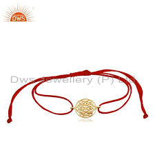 Flower Of Life 925 Sterling Silver 18k Gold Plated Red Thread Bracelet Jewelry