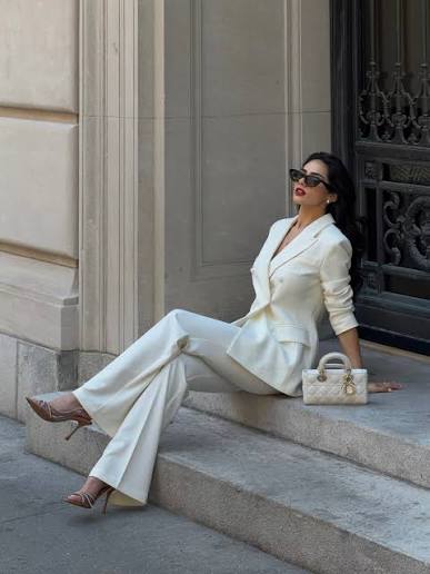 You will bloom if you take the time to water yourself 🤍 My favorite suit  ever and I can't believe I designed it! Nothing says summer elegance quite  like a white suit