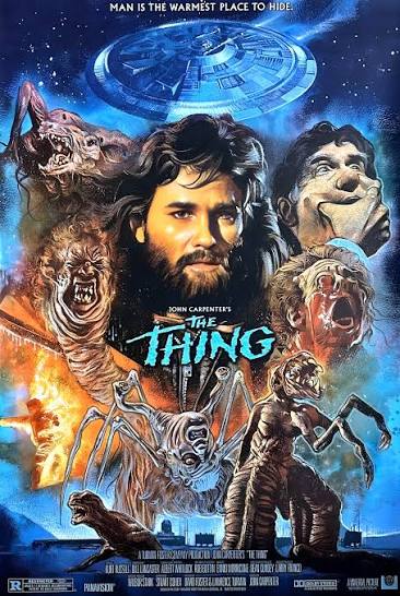 The Thing (1982) The Thing stands as a chilling landmark of science fiction  horror, exploring themes of paranoia, isolation, and the unknown. Set in the  desolate expanse of Antarctica, the story follows