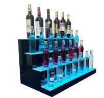 31 Inch 4 Step LED Lighted Liquor Bottle Display Illuminated Liquor Bottle  Bar Display Stand LED Display Shelf 4 Tier Home Commercial Bar Drinks ...