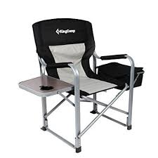 Kingcamp Heavy Duty Steel Folding Chair Director S Chair With Cooler Bag Portable Camping Chair Camping Chairs Outdoor Folding Chairs