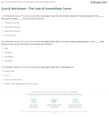 (or any other similar answer.) vocabulary worksheet a Quiz Worksheet The Cask Of Amontillado Terms Study Com