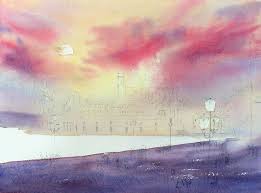 1.4 tips on painting stars in a night sky Painting A Red Sunset Sky And Foreground With Watercolor