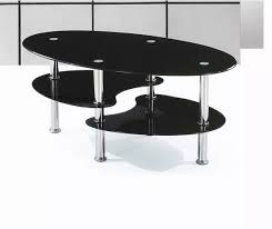 This glass coffee table by greyson living features a raised, mirrored base and a smoked glass top that combine to form an elegant look. Modern Design Oval Glass Coffee Table Chrome Leg Black Tempered Glass Coffee Table Table Centrifuge Glass Clock Tableglass Weld Aliexpress