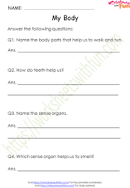 Body parts worksheet for class 1. Environmental Science Class 1 My Body Worksheet 11