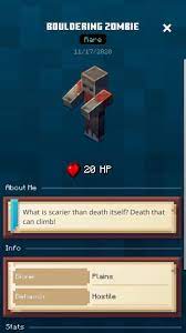 Viler witch fancy chicken fancy feather bouldering zombie lobber zombie extra: I Just Got 2 Bouldering Zombies One From An Epic Chest And One From A Rare One Minecraft Earth
