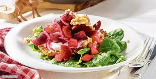 Rezept Rote Bete Salat Mit Ziegenkase Auf Rosti Und Feldsalat Recipes Food And Drink Food