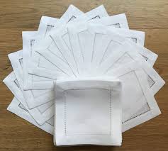Lenflax 100% natural pure linen napkins 6 pack. White Linen Cocktail Napkin 6 X6 Set Of 50 Linen Cloth Napkin Coasters Ladder Hemstitch 100 Linen Beverage Party Napkin Coaster Super Value Bulk 50 Pack Buy Online In Bahamas At Bahamas Desertcart Com Productid