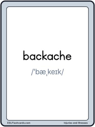 Click on a card to flip it and you will see a random word about health and illnesses. Injuries And Illnesses Esl Flashcards