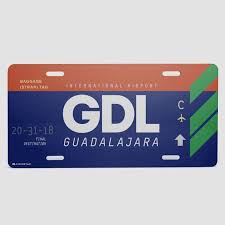 Number of passengers limited to one in the front seat and the number of safety belts in the back seat. Gdl Guadalajara Intl Airport Jalisco Mexico Vanity License Plate