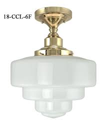 Semi flush opal glass schoolhouse ceiling light fixture, black from $89.99. Vintage Hardware Lighting Close Ceiling Light Schoolhouse Style Semi Flush Mount With 6 Fitter 18 Ccl 6f