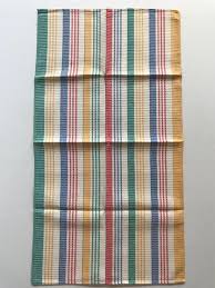Black And Yellow Stripes Vertical Cotton Kitchen Cloth Tea Towel Multi Colored Stripes Yellow Green Blue Red Black Nos New Old Stock Tapis Modele Tissage Tissage