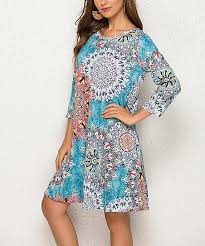 Badasha Blue Mandala Pocket Shift Dress Women Zulily Womens Shift Dresses Shift Dress Dresses