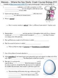 Biology science skills worksheet answer key. Crash Course Biology 13 Meiosis Where The Sex Starts Worksheet