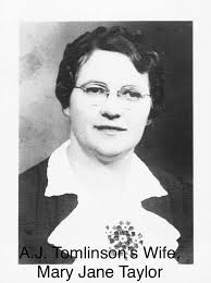 A.J. Tomlinson's wife, Mary Jane Taylor. She was a Quaker when they  married.