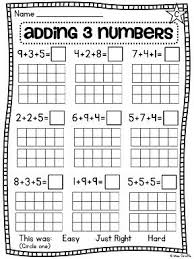 First Grade Math Unit 12 Adding 3 Numbers First Grade Math Worksheets Activities First Grade Math Worksheets First Grade Math Elementary Math Centers
